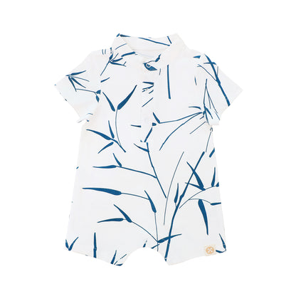 Spring Series - Baby Boy Jersey Romper in White by Le Petit Society — image 5
