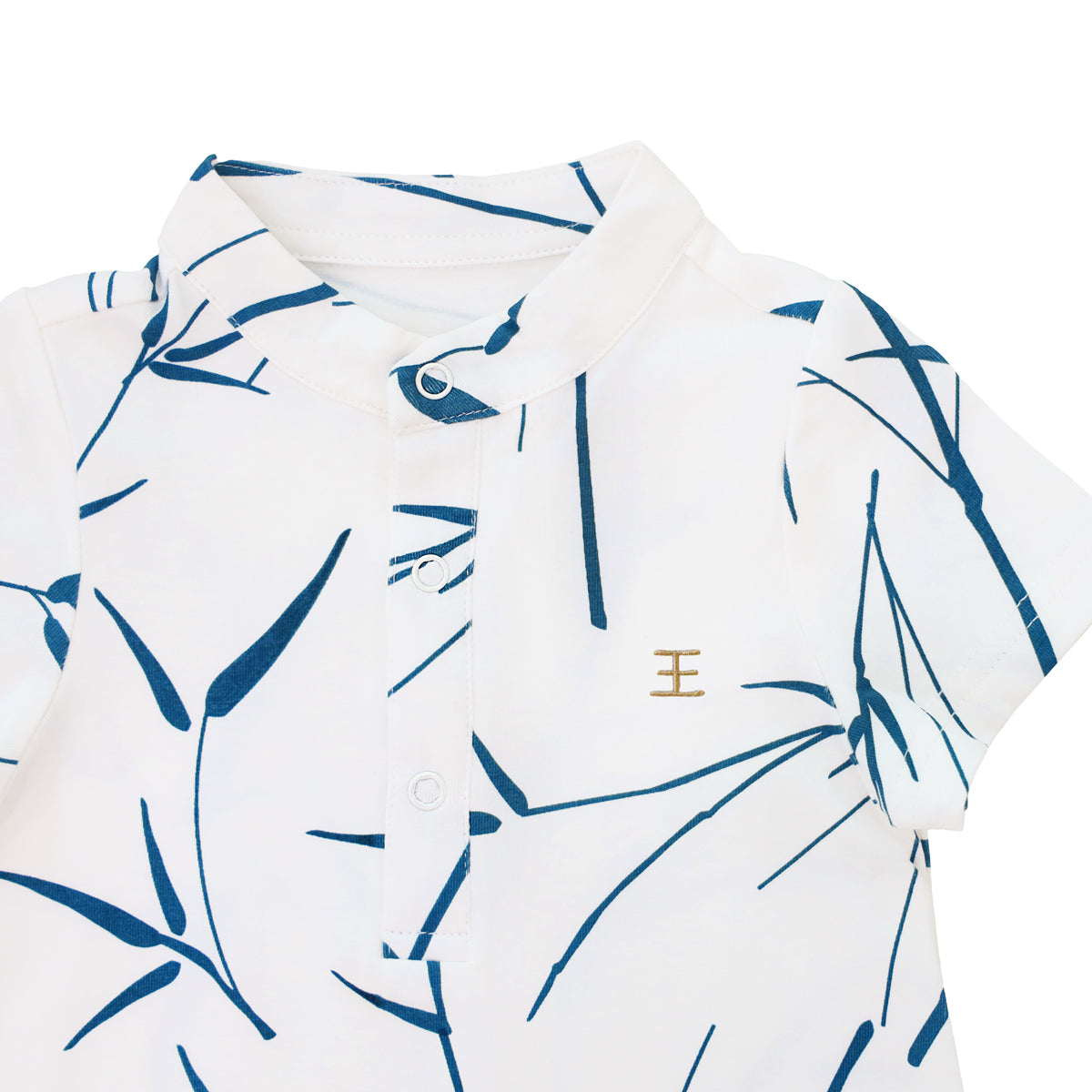 Spring Series - Baby Boy Jersey Romper in White by Le Petit Society — image 3