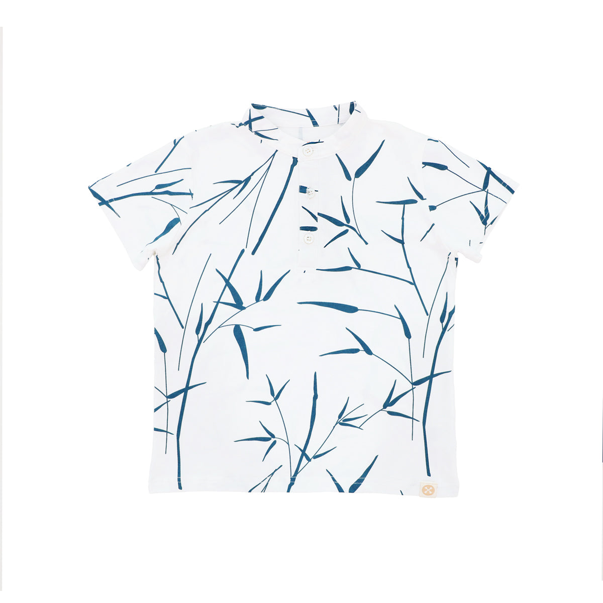 Spring Series - Boys Jersey Shirt in White Bamboo Print by Le Petit Society — image 7