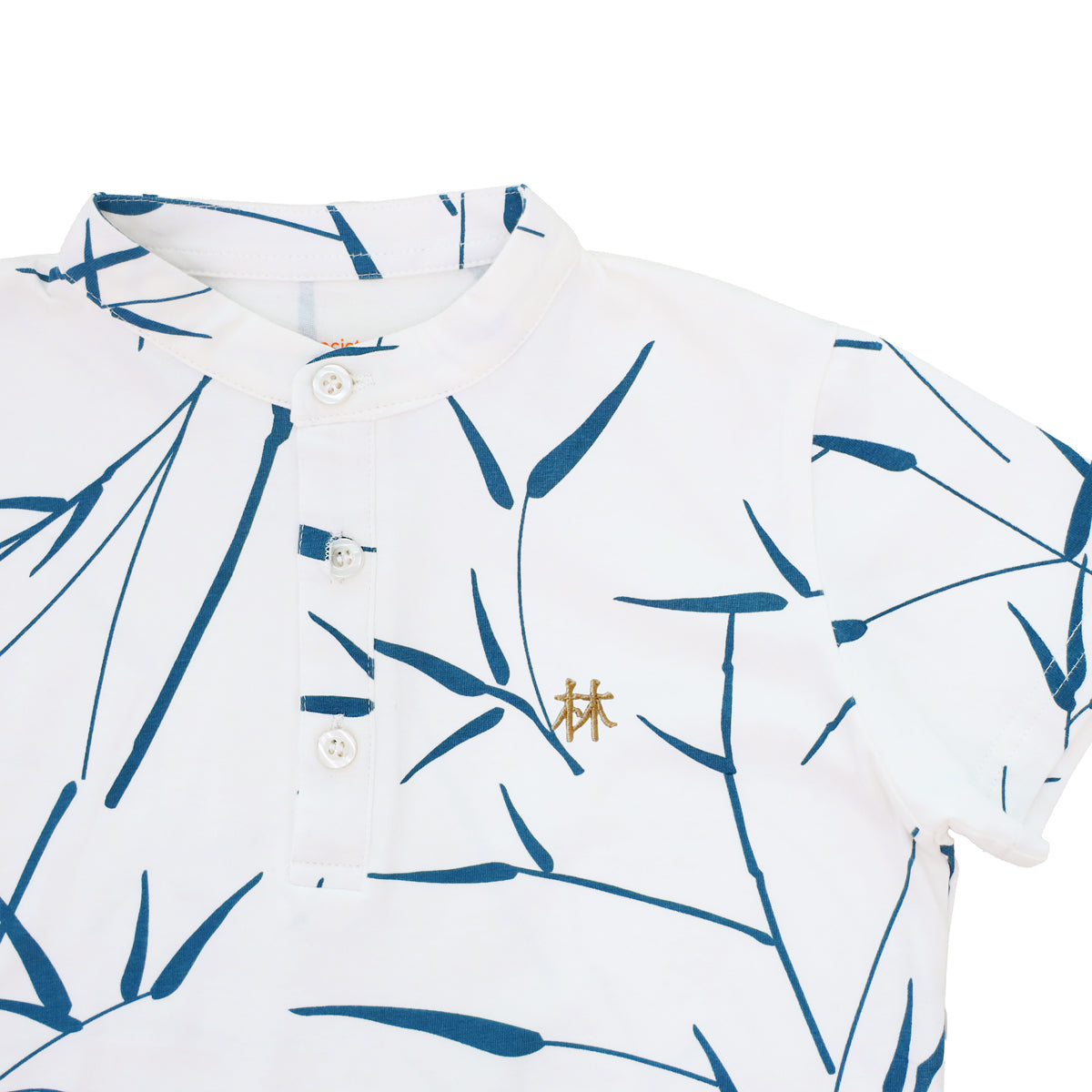 Spring Series - Boys Jersey Shirt in White Bamboo Print by Le Petit Society — image 3