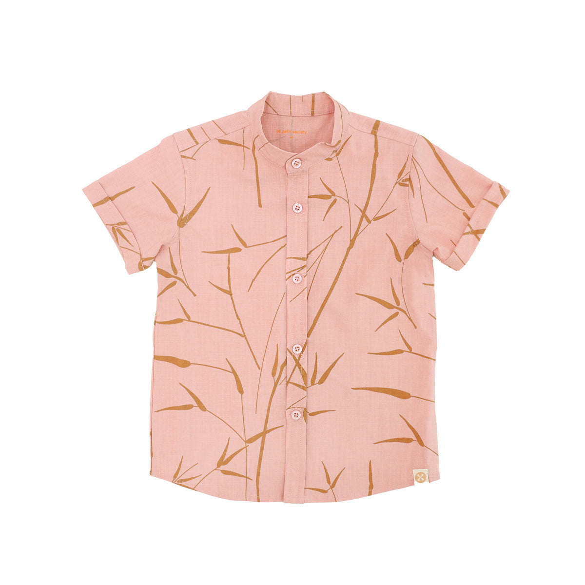 Spring Series - Boys Shirt in Pink Bamboo Print by Le Petit Society — image 8