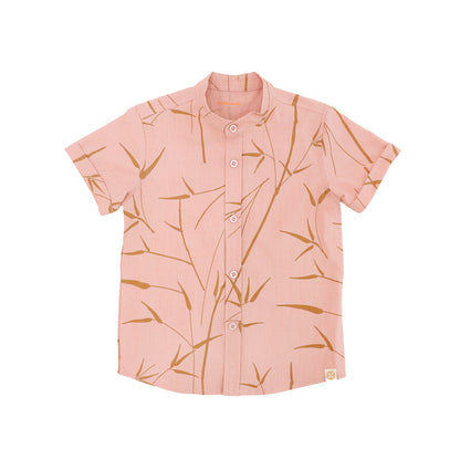 Spring Series - Boys Shirt in Pink Bamboo Print by Le Petit Society — image 8