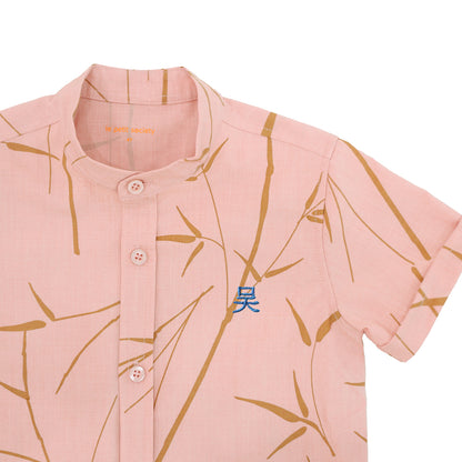 Spring Series - Boys Shirt in Pink Bamboo Print by Le Petit Society — image 3