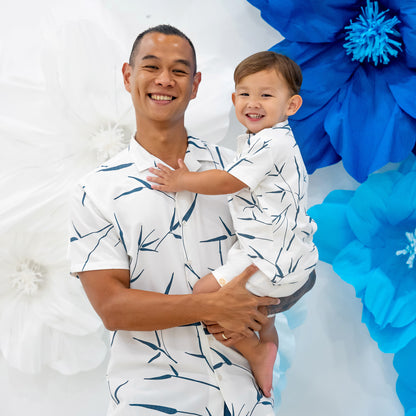 Spring Series - Boys Jersey Shirt in White Bamboo Print by Le Petit Society — image 5