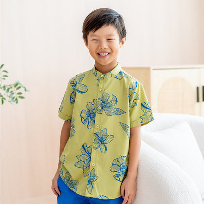 Spring Series - Boys Shirt in Jade Magnolia by Le Petit Society — image 5