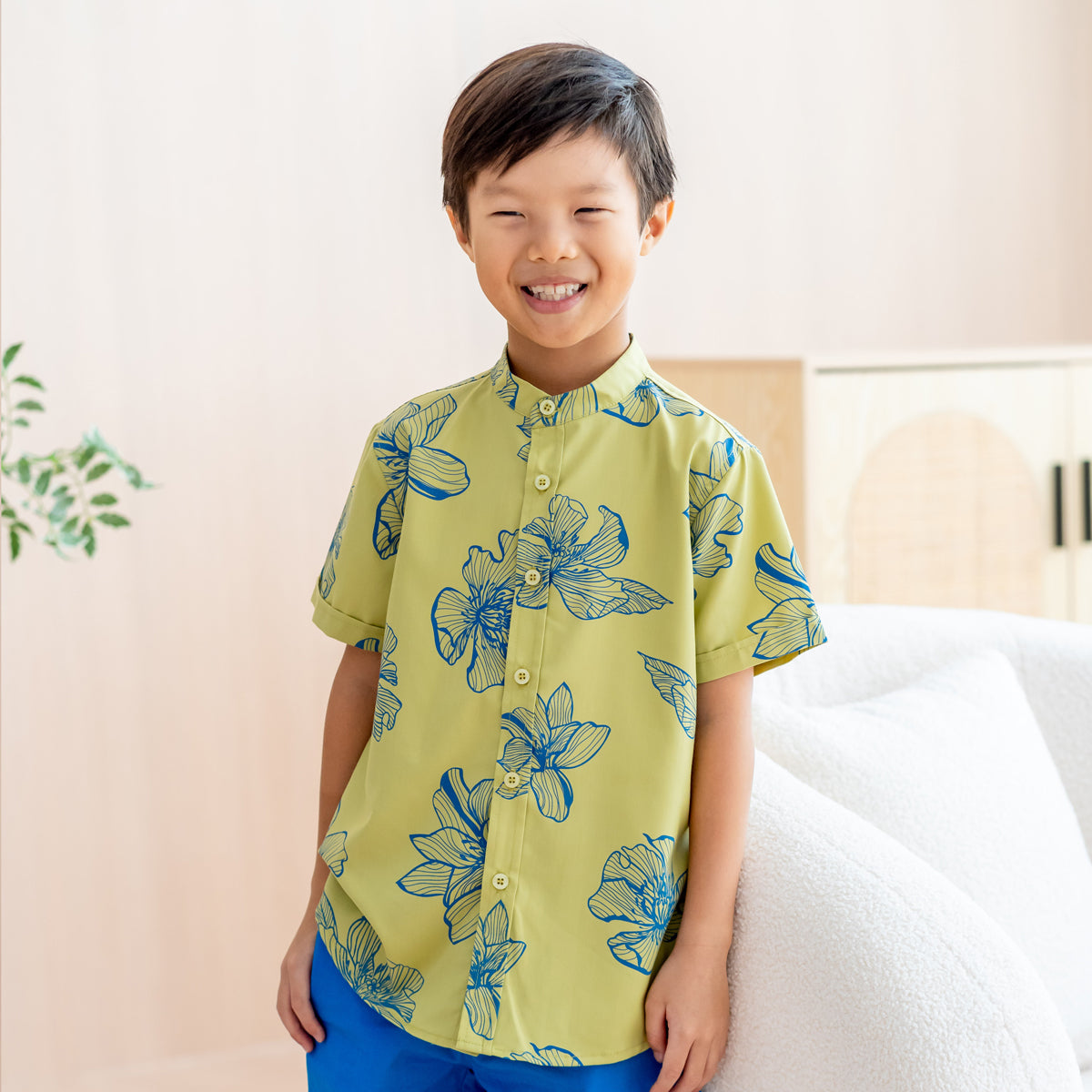 Spring Series - Boys Shirt in Jade Magnolia by Le Petit Society — image 16
