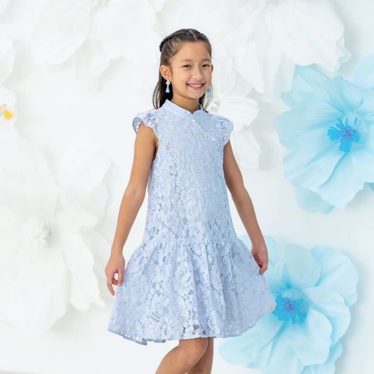 Spring Series - Girls Cheongsam in Sky Blue by Le Petit Society