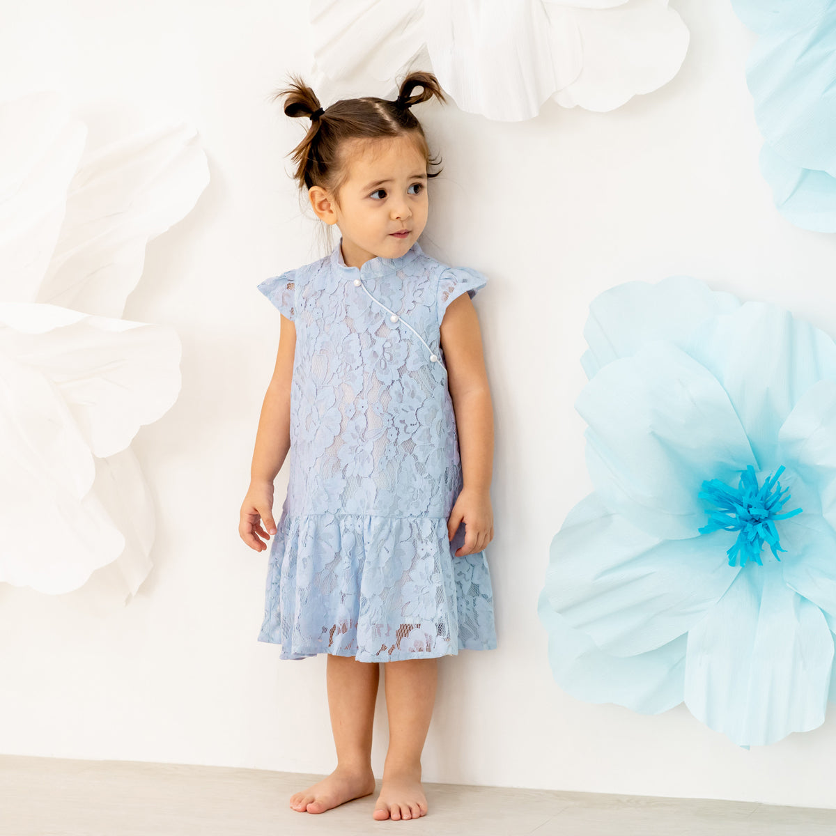 Spring Series - Girls Cheongsam in Sky Blue by Le Petit Society — image 4