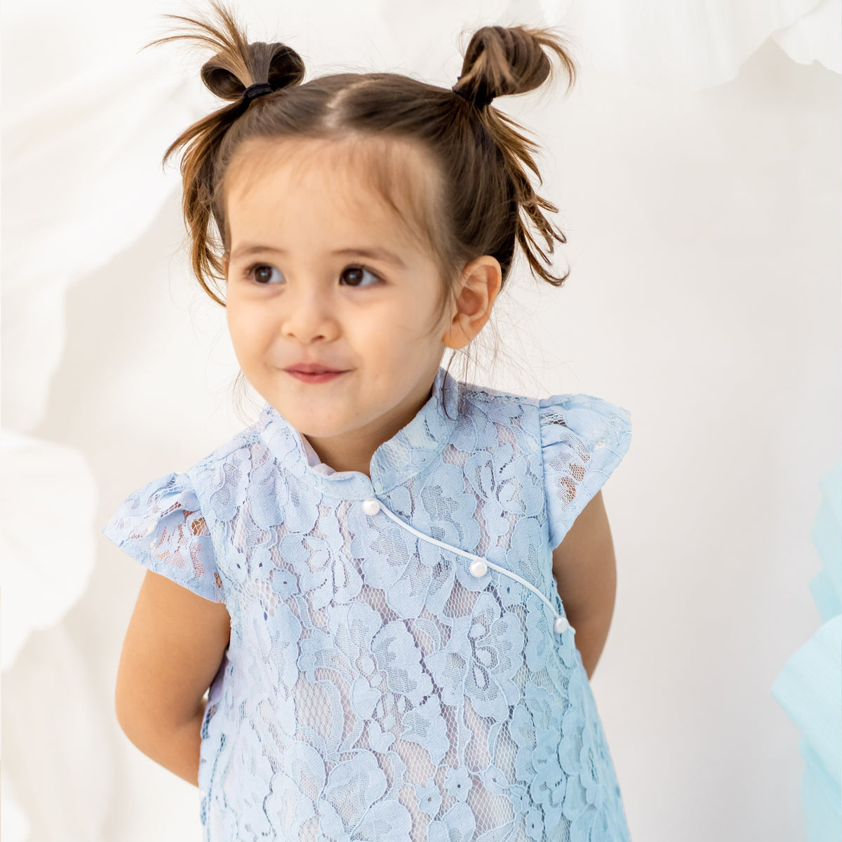 Spring Series - Girls Cheongsam in Sky Blue by Le Petit Society — image 2