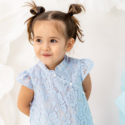 Spring Series - Girls Cheongsam in Sky Blue by Le Petit Society — image 2
