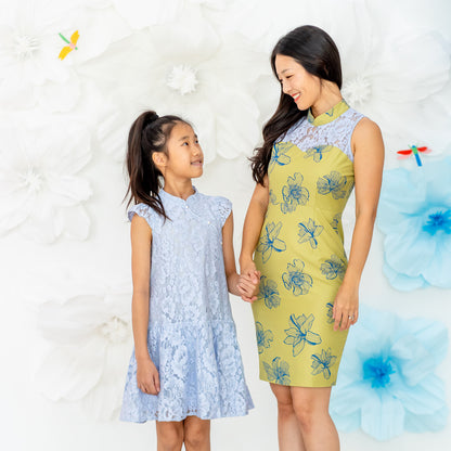 Spring Series - Girls Cheongsam in Sky Blue by Le Petit Society — image 3