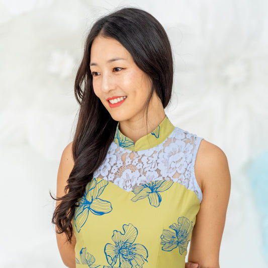 Spring Series - Ladies Cheongsam in Jade Magnolia by Le Petit Society