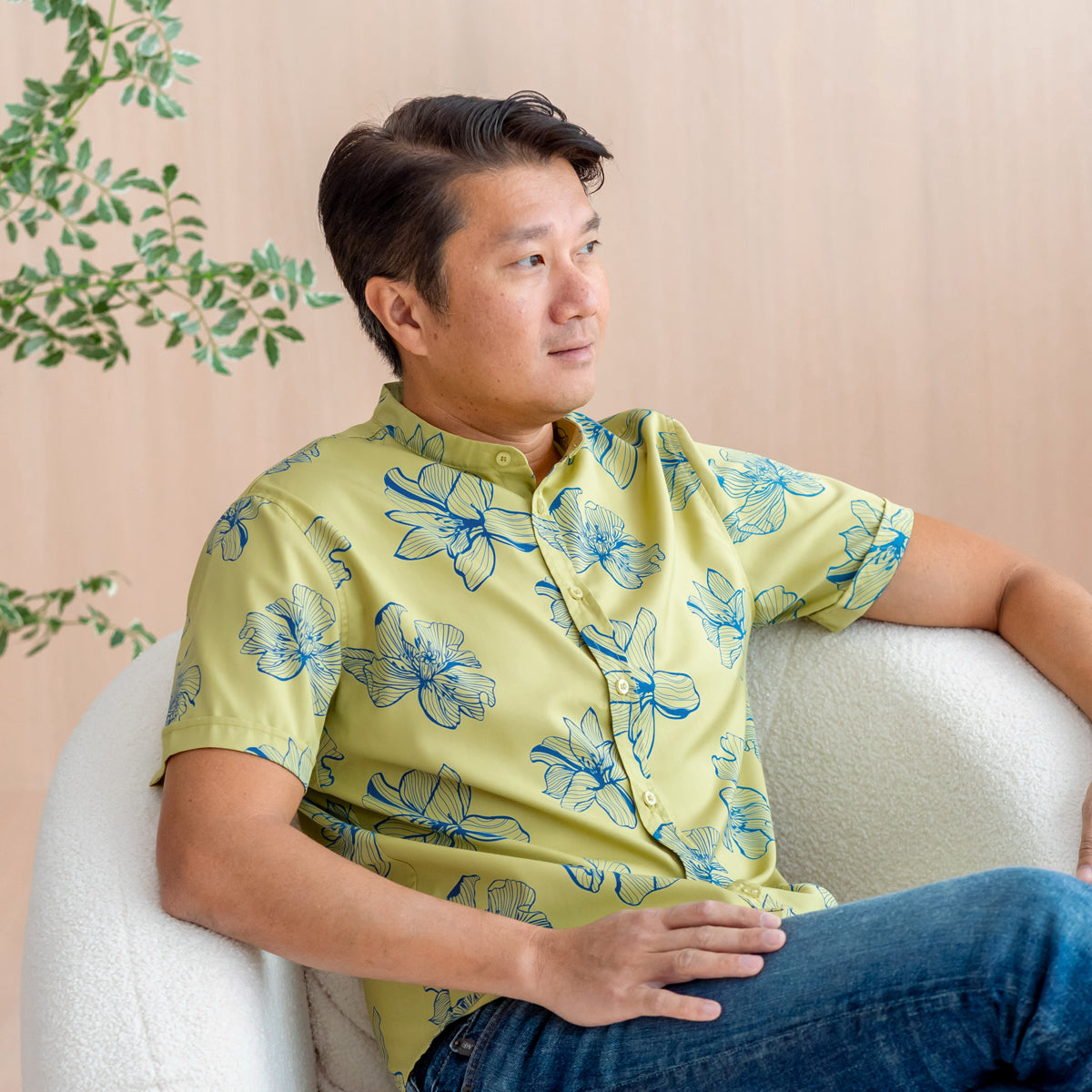 Spring Series - Men's Shirt in Jade Magnolia - Classic Fit by Le Petit Society