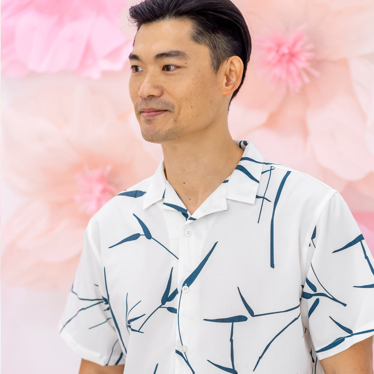 Spring Series - Men's Camp Collar Shirt in White - Relaxed Fit by Le Petit Society — image 3