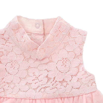 Spring Series - Baby Girl Tiered Dress in Pink Lace by Le Petit Society — image 5
