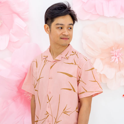 Spring Series - Men's Camp Collar Shirt in Pink - Relaxed Fit by Le Petit Society — image 2