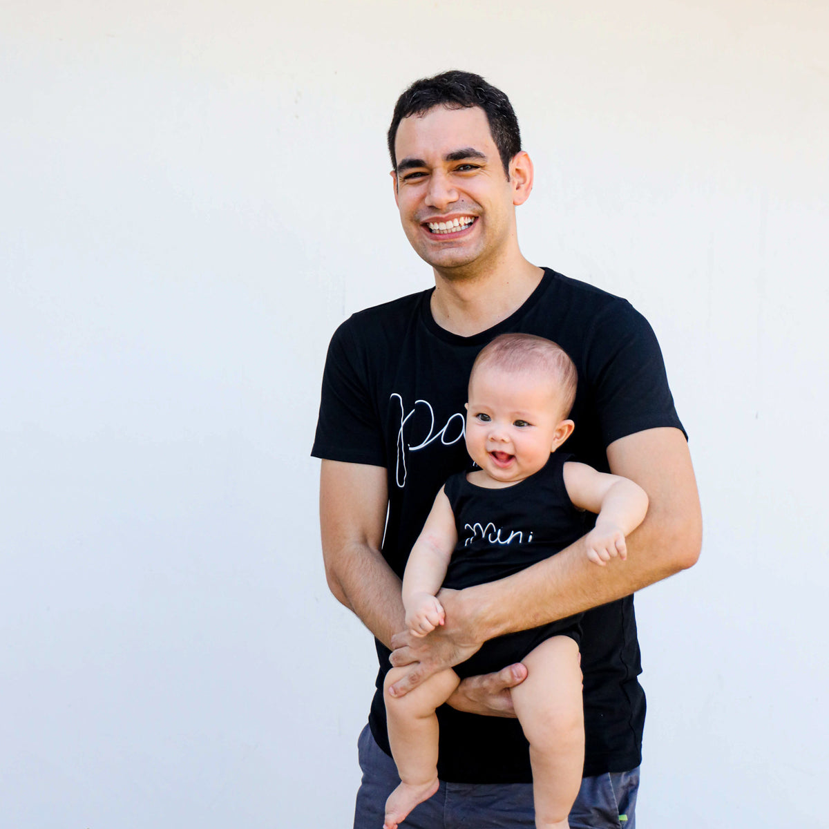 Family Tees - Mini Baby Sleeveless Romper in Black by Le Petit Society — image 3
