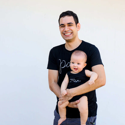 Family Tees - Mini Baby Sleeveless Romper in Black by Le Petit Society — image 3