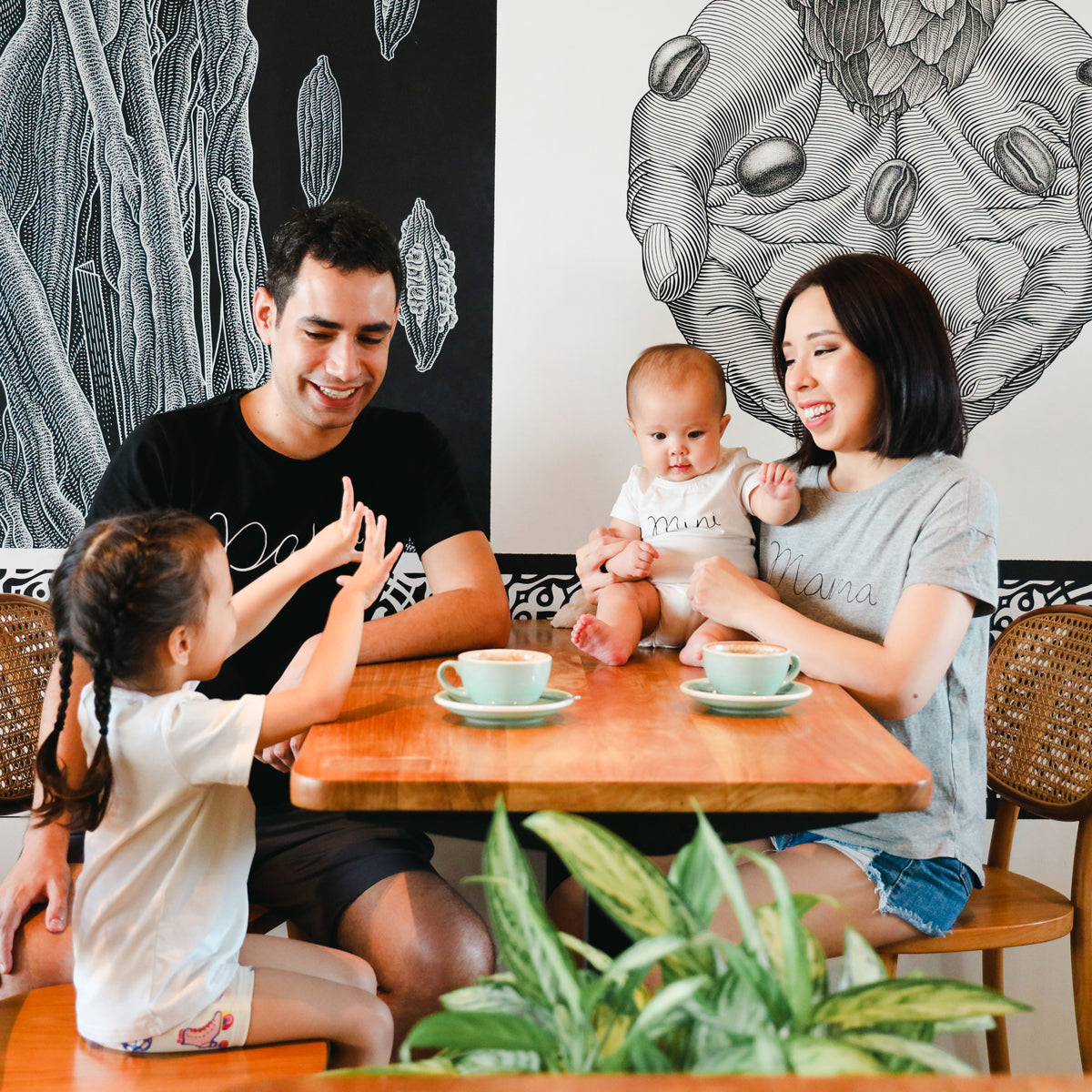 Family Tees - Mini Baby Short Sleeves Romper in White/Black by Le Petit Society — image 7