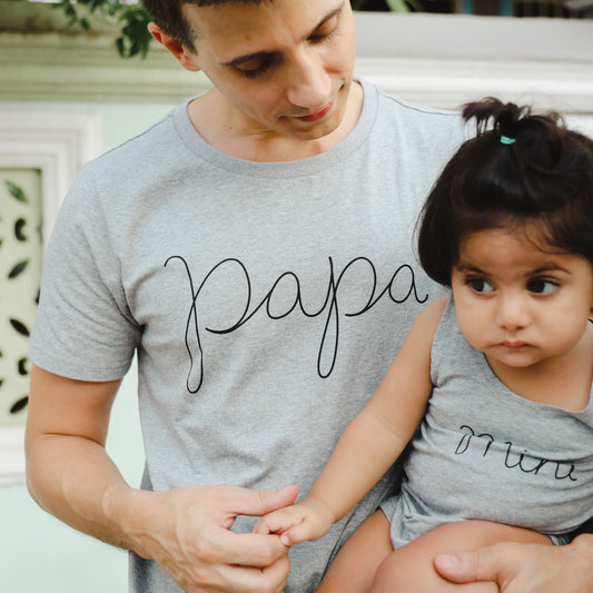 Family Tees - Papa Tee in Dark Grey by Le Petit Society
