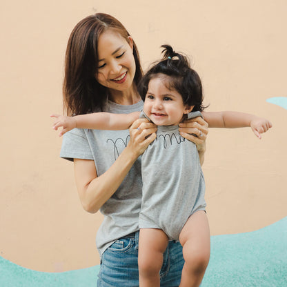 Family Tees - Mini Baby Sleeveless Romper in Dark Grey by Le Petit Society — image 3