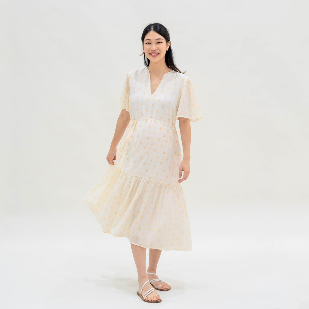 Le Petit Society x Ohhdivine - Ladies Tiered Dress in Cream (Nursing-Friendly) — image 10