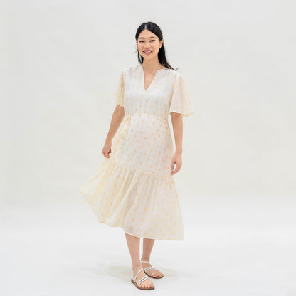 Le Petit Society x Ohhdivine - Ladies Tiered Dress in Cream (Nursing-Friendly) — image 10