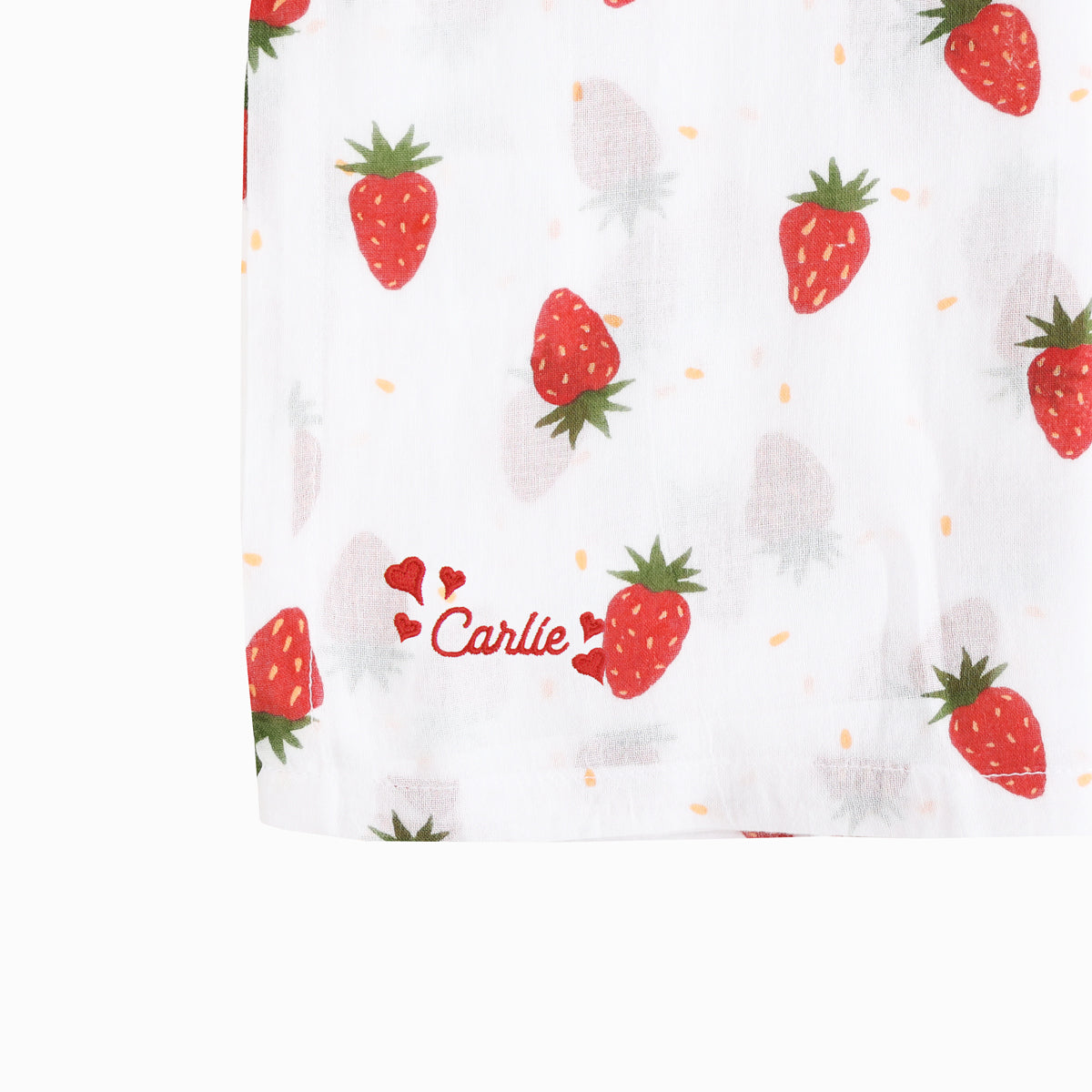 Baby Organic Swaddle in Strawberries (Personalisable) by Le Petit Society — image 10