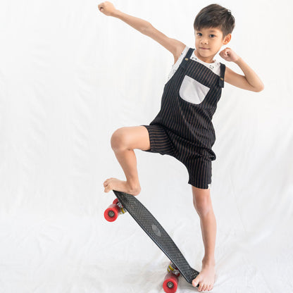 Kids Striped Drop Overalls by Le Petit Society