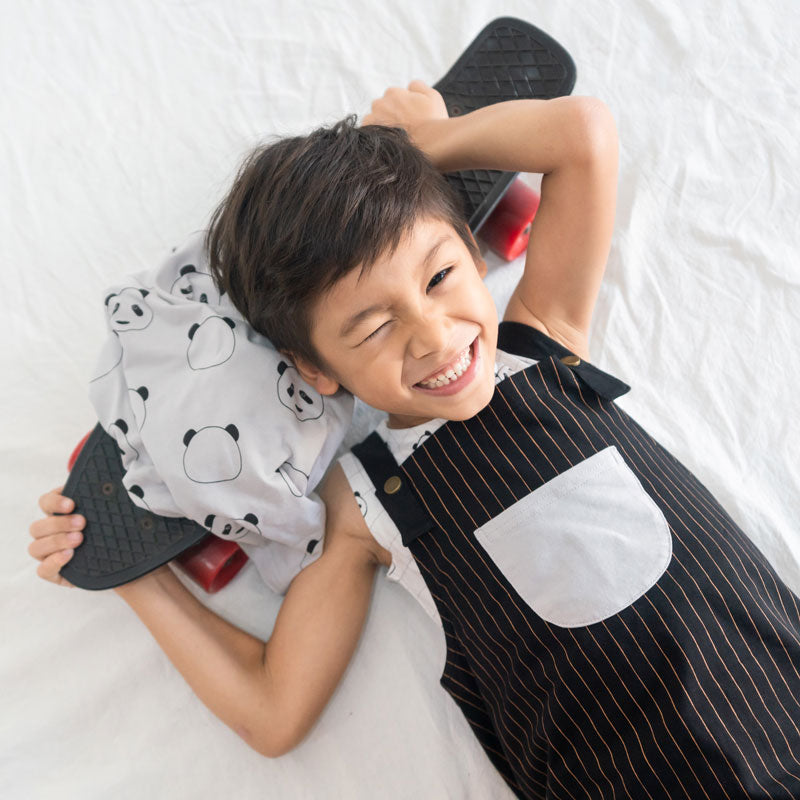 Kids Striped Drop Overalls by Le Petit Society — image 3