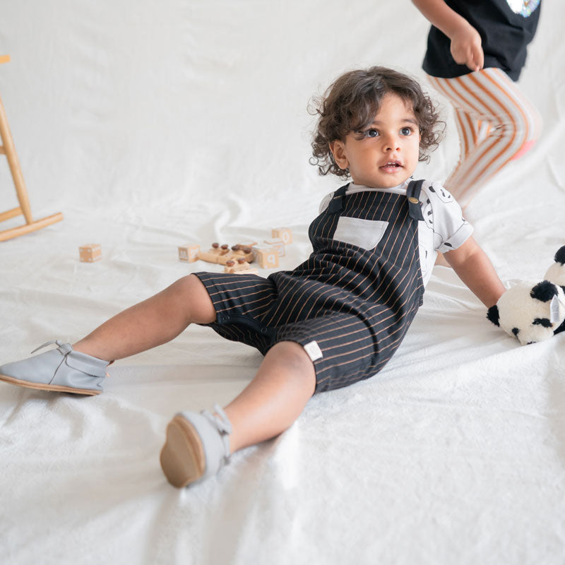 Kids Striped Drop Overalls by Le Petit Society — image 4