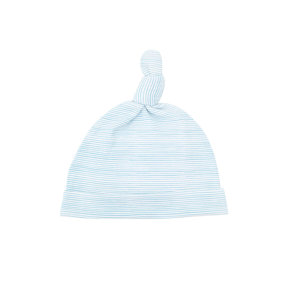 Baby Organic Knotted Hat in Blue Stripes by Le Petit Society — image 2