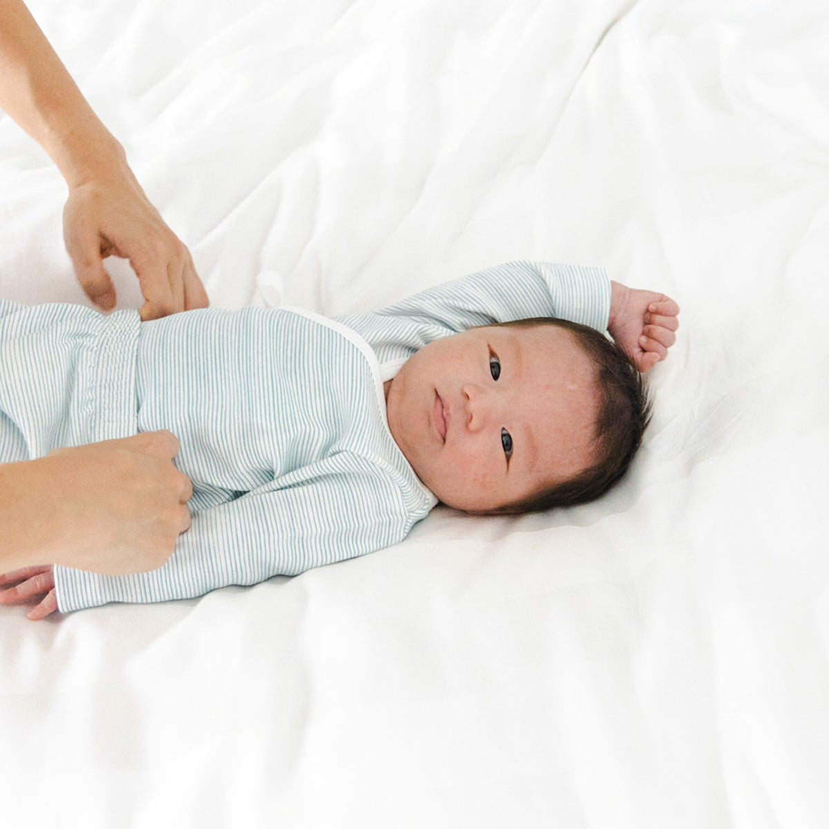 Baby Organic Leggings in Blue Stripes by Le Petit Society — image 3