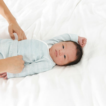 Baby Organic Leggings in Blue Stripes by Le Petit Society — image 3
