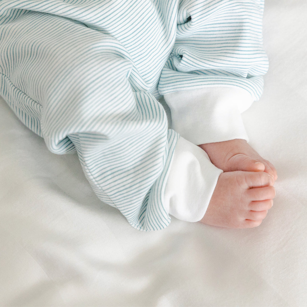Baby Organic Leggings in Blue Stripes by Le Petit Society — image 2