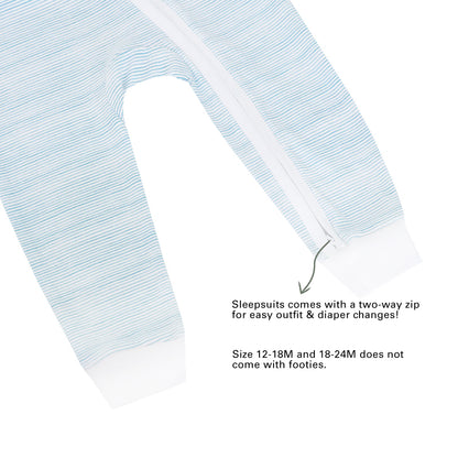 Baby Organic Zip Sleepsuit in Blue Stripes by Le Petit Society — image 9