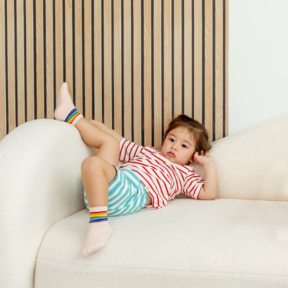 Resort Series - Kids Terry Shorts in Blue Stripes by Le Petit Society — image 5