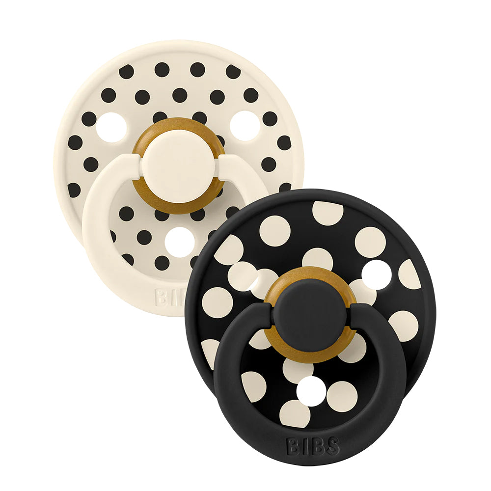 Studio Colour Polka Latex Pacifier Twin Pack (Ivory/Black) by BIBS — image 3