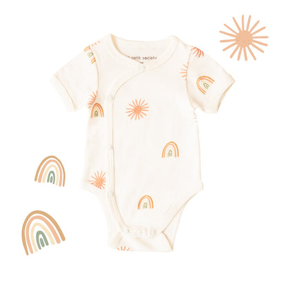 Baby Organic Kimono Romper in Sun & Rainbow Print by Le Petit Society — image 6