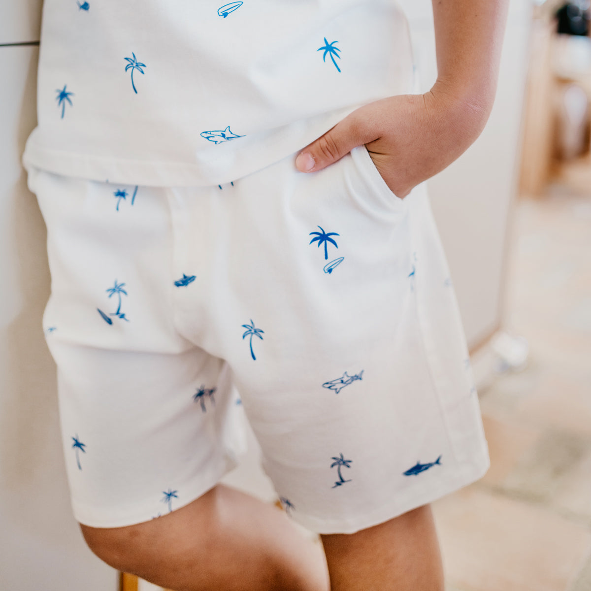 Resort Series - Bermuda Shorts with Adjustable Waistband in Surf Print by Le Petit Society — image 14