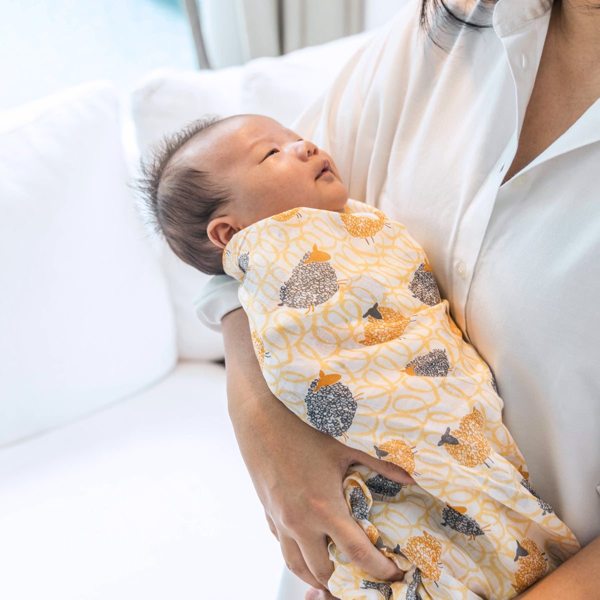 Baby Organic Swaddle in Sheep by Le Petit Society — image 2