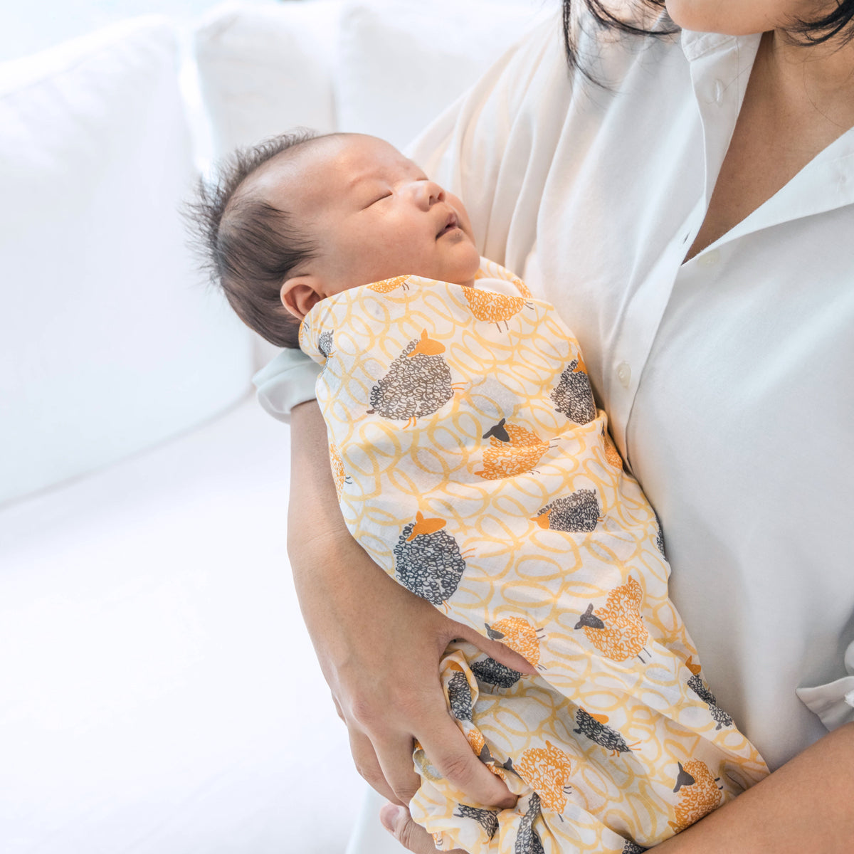 Baby Organic Swaddle in Sheep by Le Petit Society — image 3