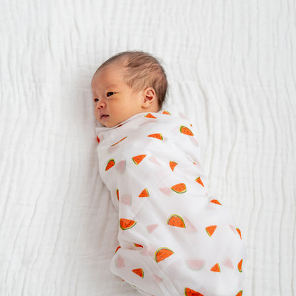 Baby Organic Swaddle in Watermelon (Personalisable) by Le Petit Society — image 3