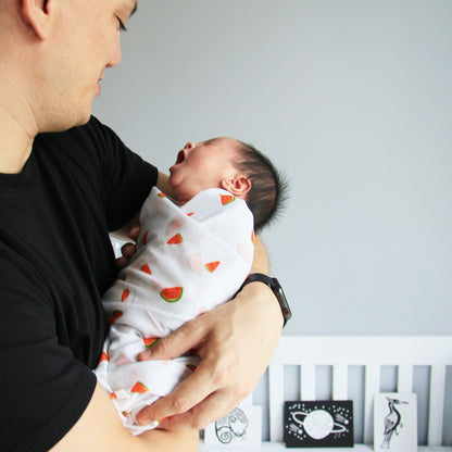 Baby Organic Swaddle in Watermelon (Personalisable) by Le Petit Society — image 4