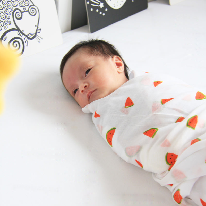 Baby Organic Swaddle in Watermelon (Personalisable) by Le Petit Society — image 5