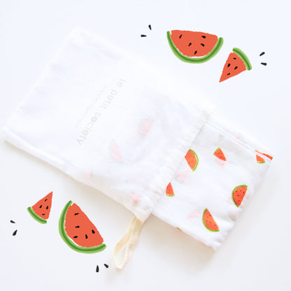 Baby Organic Swaddle in Watermelon (Personalisable) by Le Petit Society — image 6