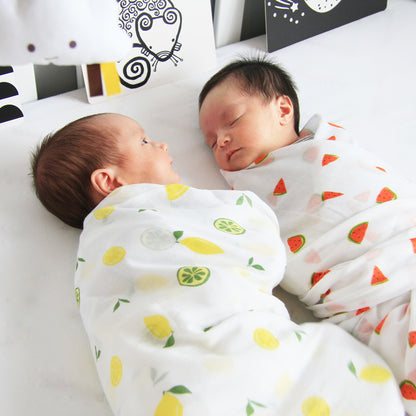 Baby Organic Swaddle in Watermelon (Personalisable) by Le Petit Society — image 7