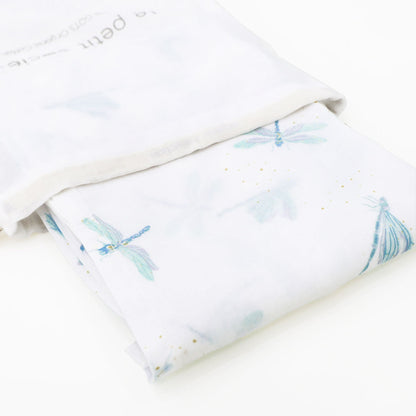 Baby Organic Swaddle in Dragonfly Print by Le Petit Society — image 6