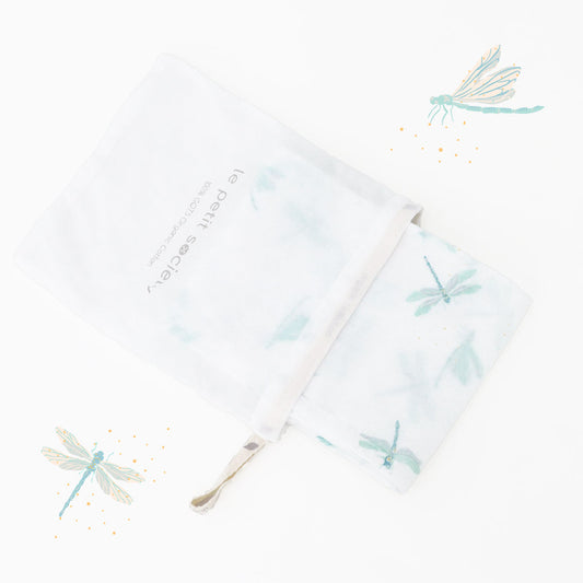 Baby Organic Swaddle in Dragonfly Print by Le Petit Society