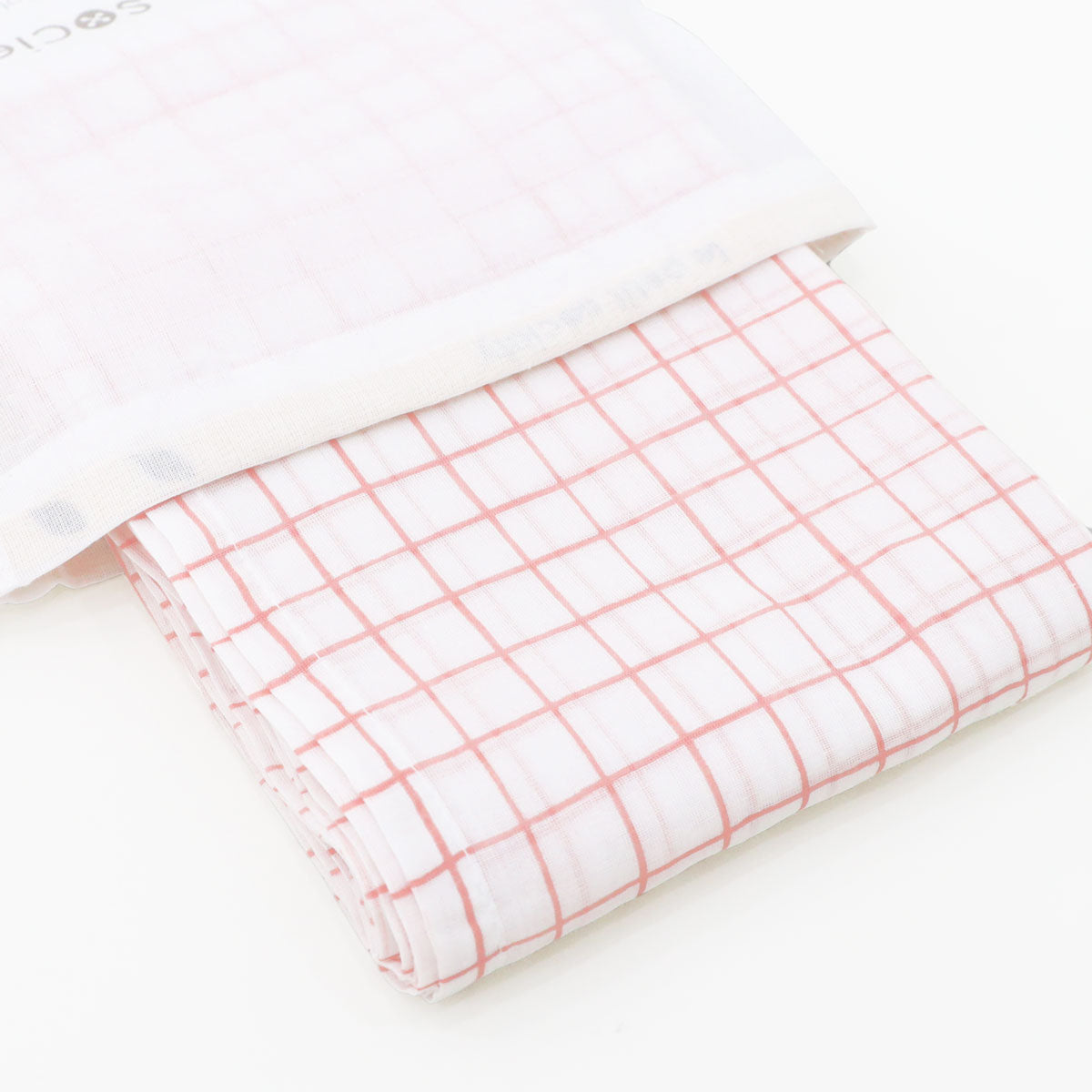 Baby Organic Swaddle in Pink Grid by Le Petit Society — image 3